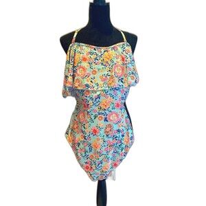 One piece Swimsuit Womens Off Shoulder Ruffled Collar Size ? See measurements